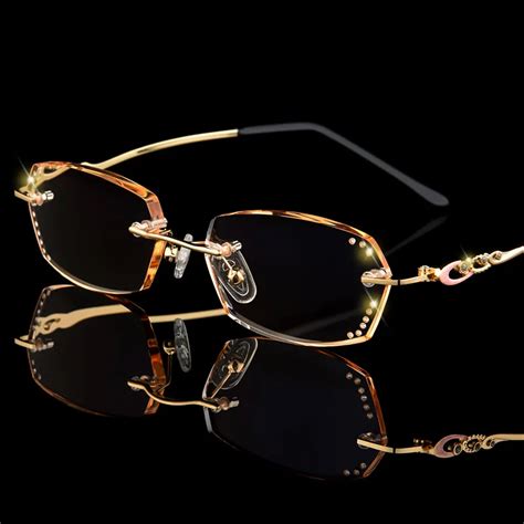 rimless glasses with diamonds